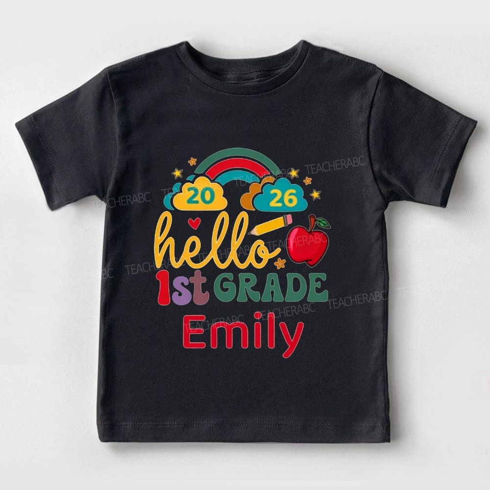 Personalized Name And Grade 2026 Hello 1st Grade Toddler T-shirts