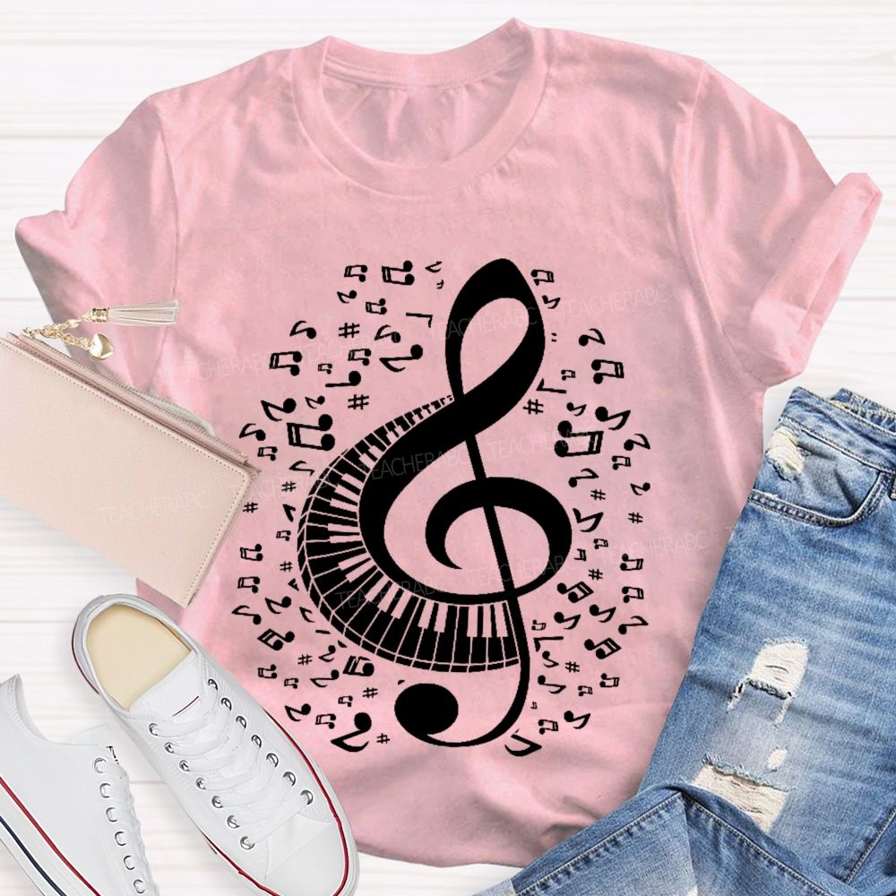 Musical Notes Piano Graphics  Teacher T-shirt