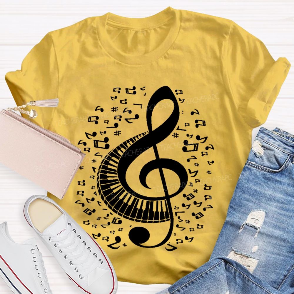 Musical Notes Piano Graphics  Teacher T-shirt