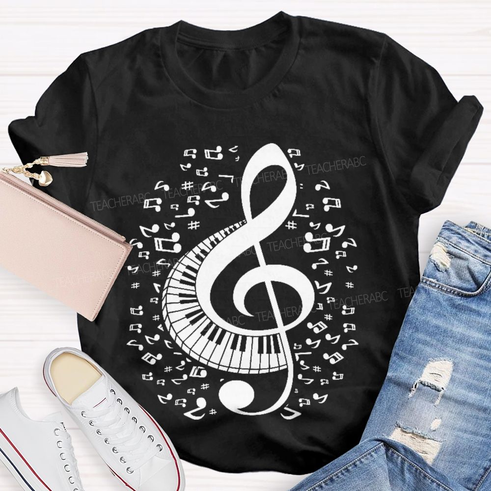 Musical Notes Piano Graphics  Teacher T-shirt