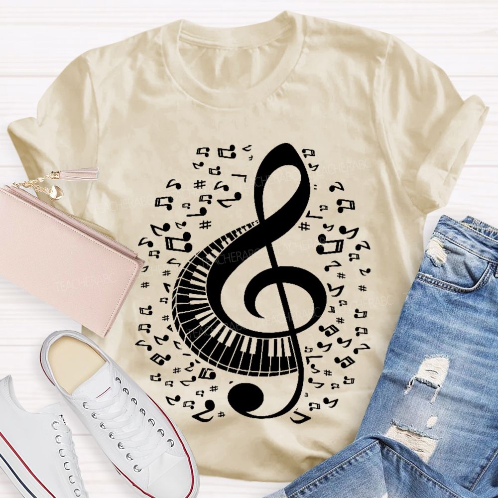 Musical Notes Piano Graphics  Teacher T-shirt