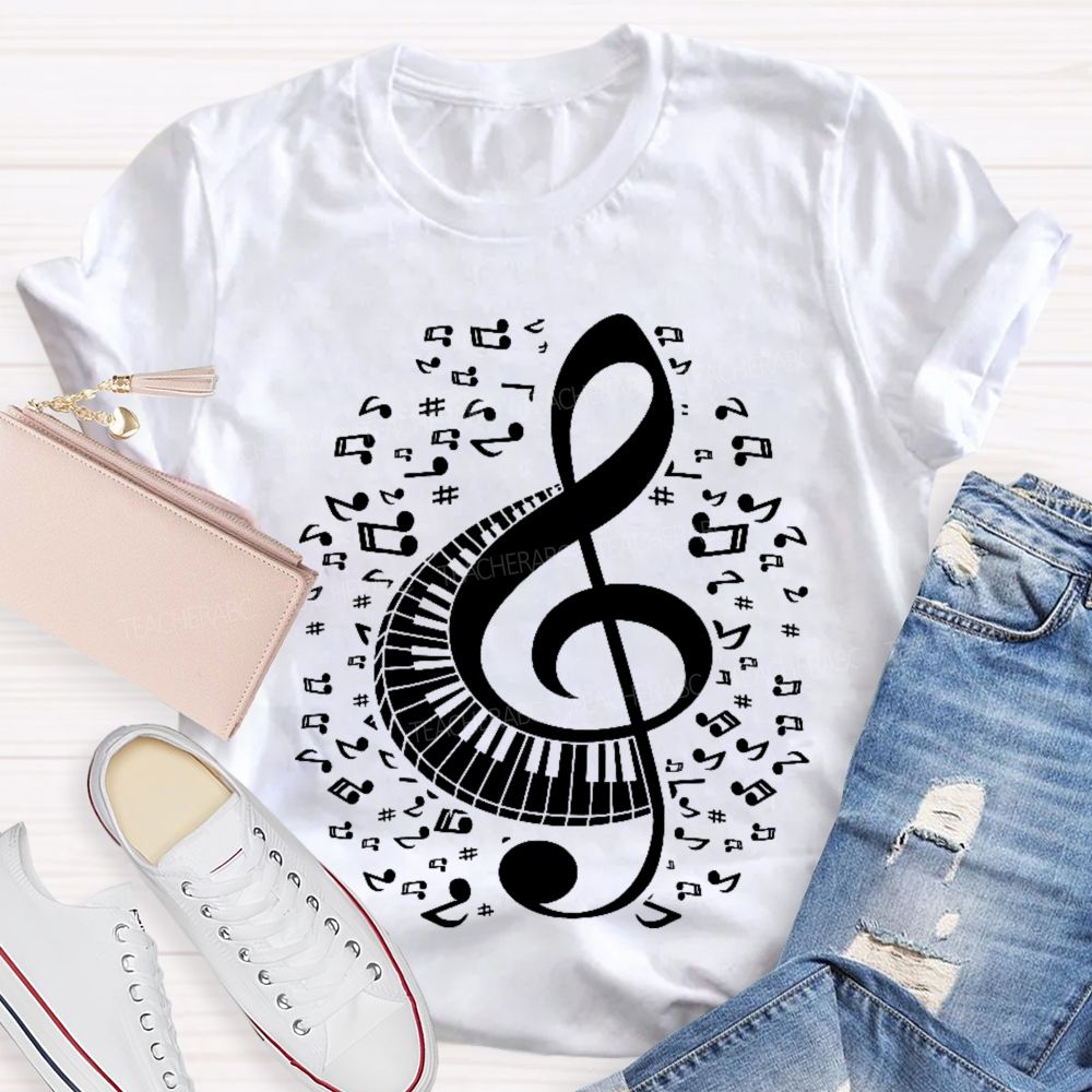 Musical Notes Piano Graphics  Teacher T-shirt