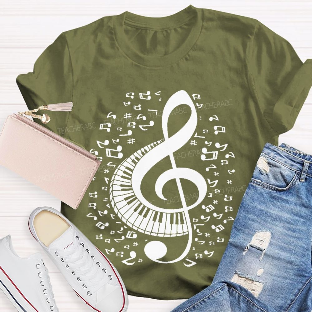 Musical Notes Piano Graphics  Teacher T-shirt