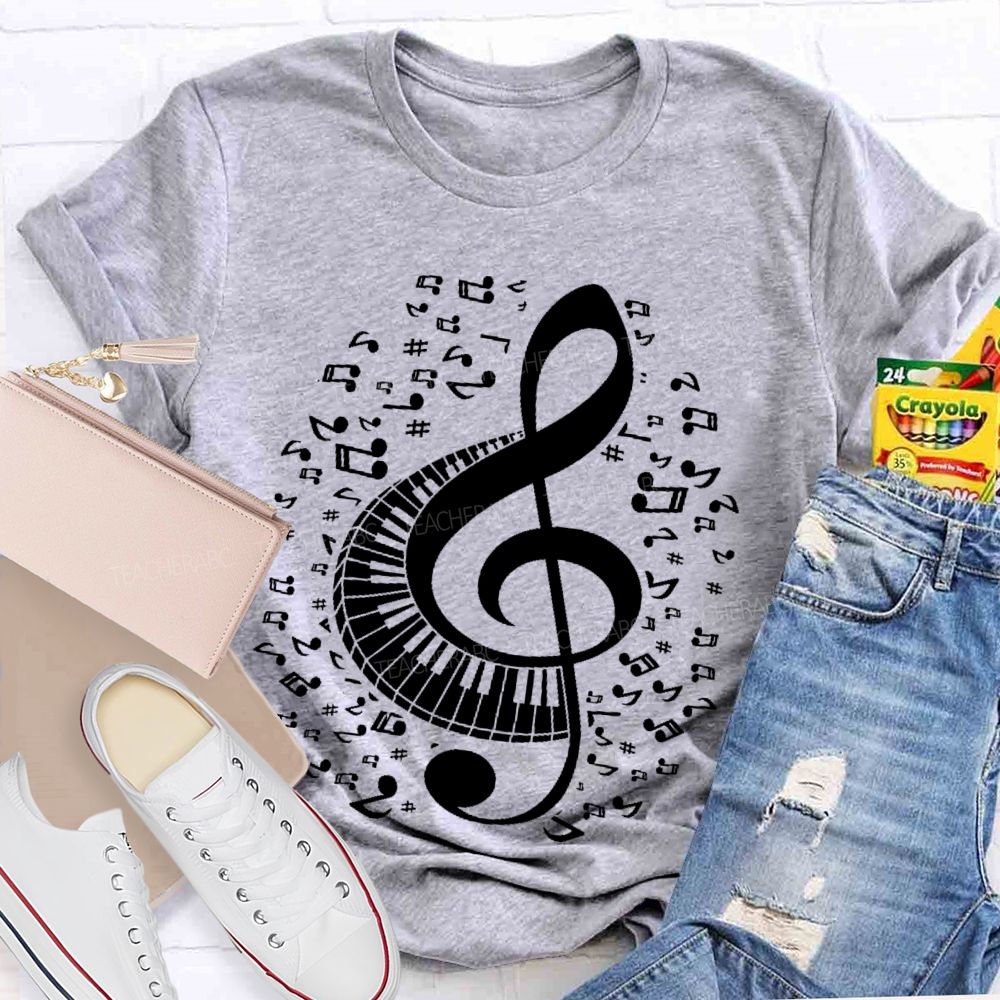 Musical Notes Piano Graphics  Teacher T-shirt