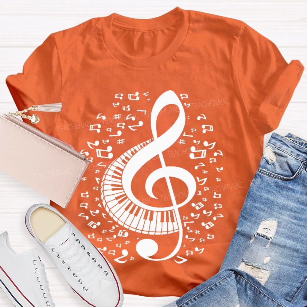 Musical Notes Piano Graphics  Teacher T-shirt