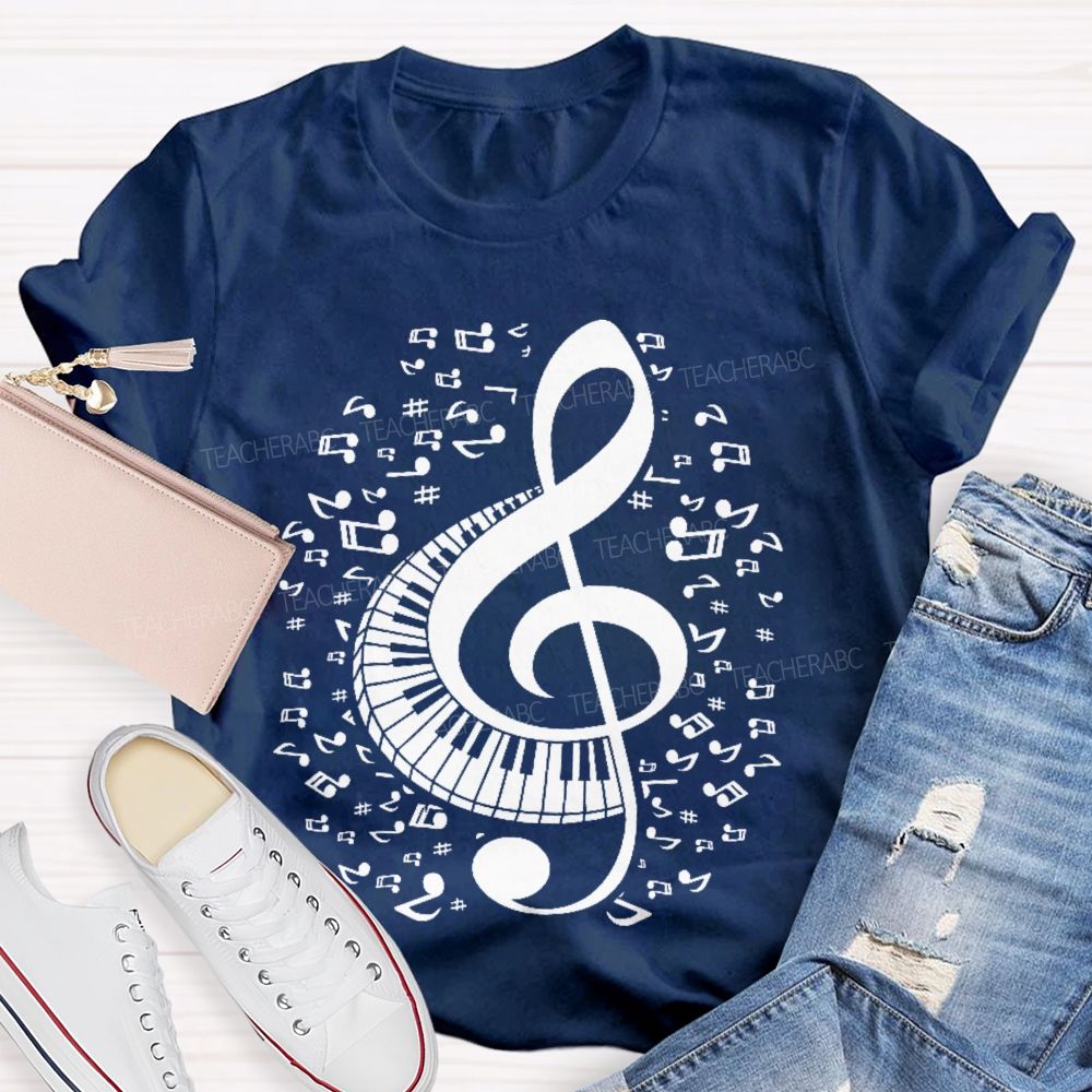 Musical Notes Piano Graphics  Teacher T-shirt