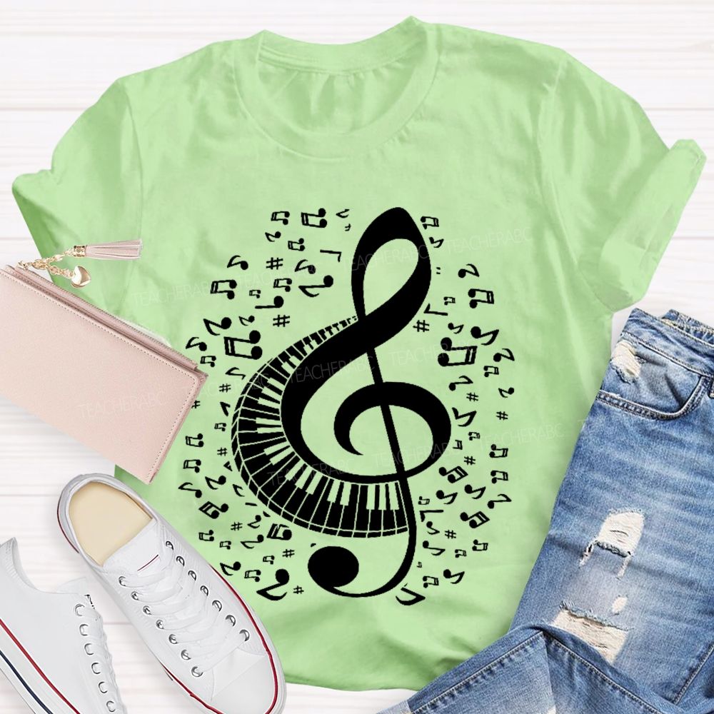 Musical Notes Piano Graphics  Teacher T-shirt