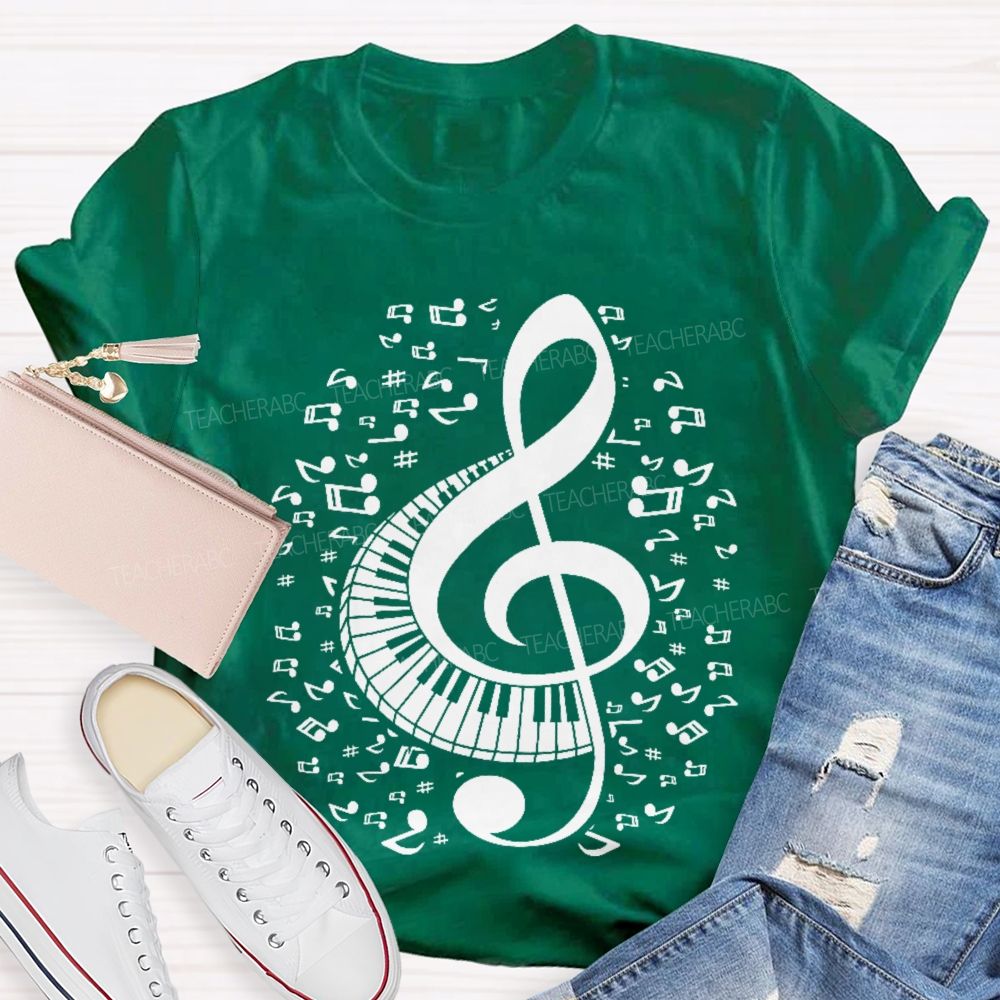 Musical Notes Piano Graphics  Teacher T-shirt