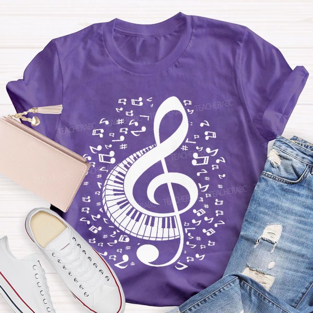Musical Notes Piano Graphics  Teacher T-shirt