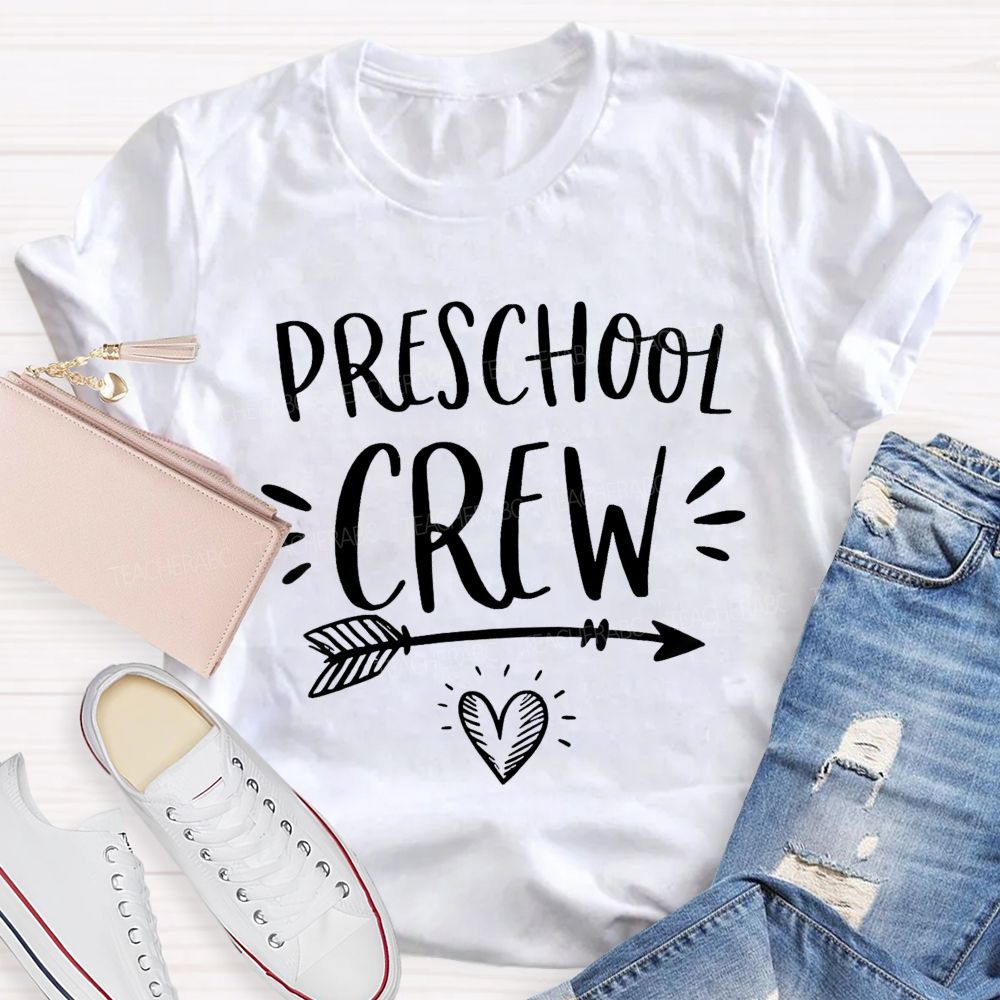 Personalized Grade Preschool Crew Little Heart Teacher T-shirt