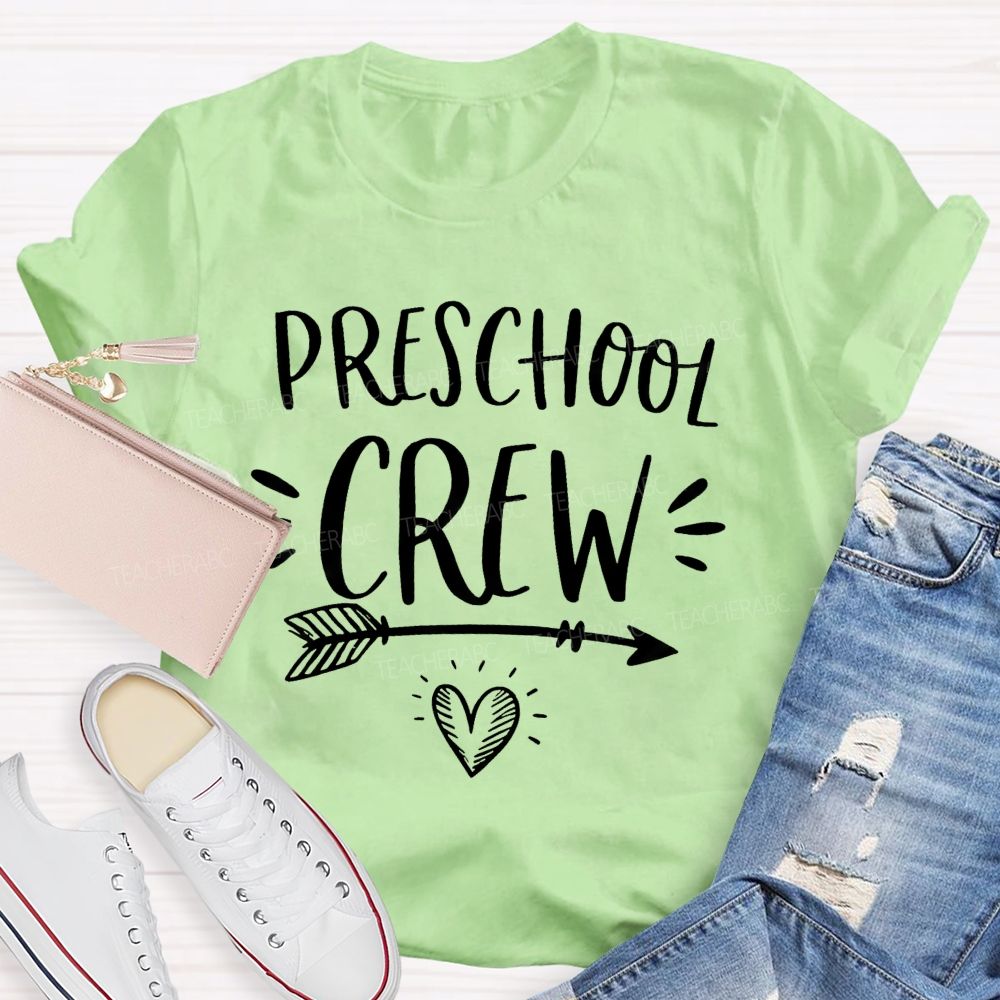 Personalized Grade Preschool Crew Little Heart Teacher T-shirt