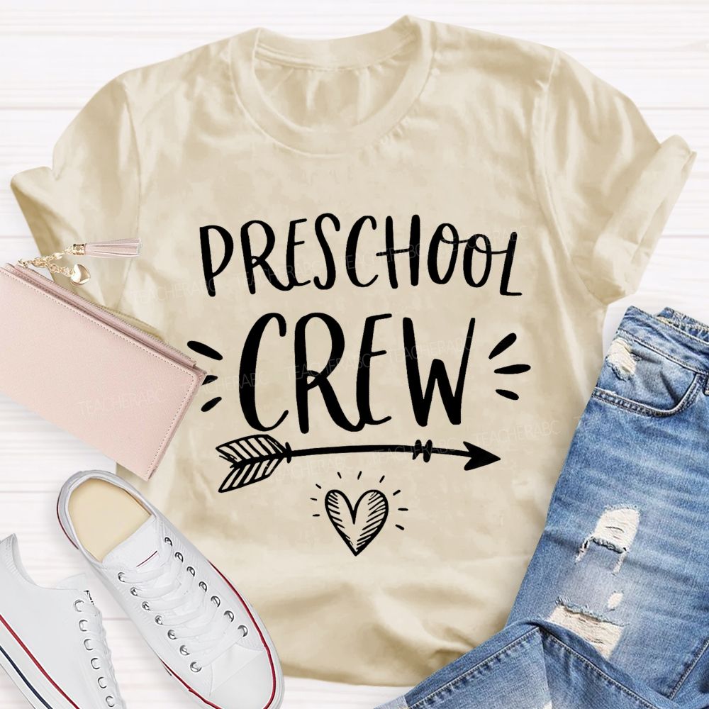Personalized Grade Preschool Crew Little Heart Teacher T-shirt