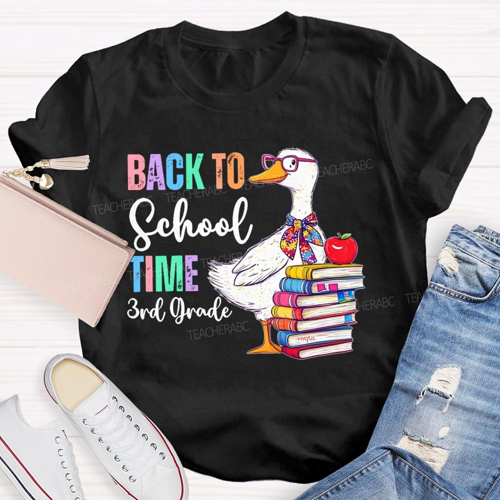 Personalized Grade   Back To School Time    Teacher T-shirt