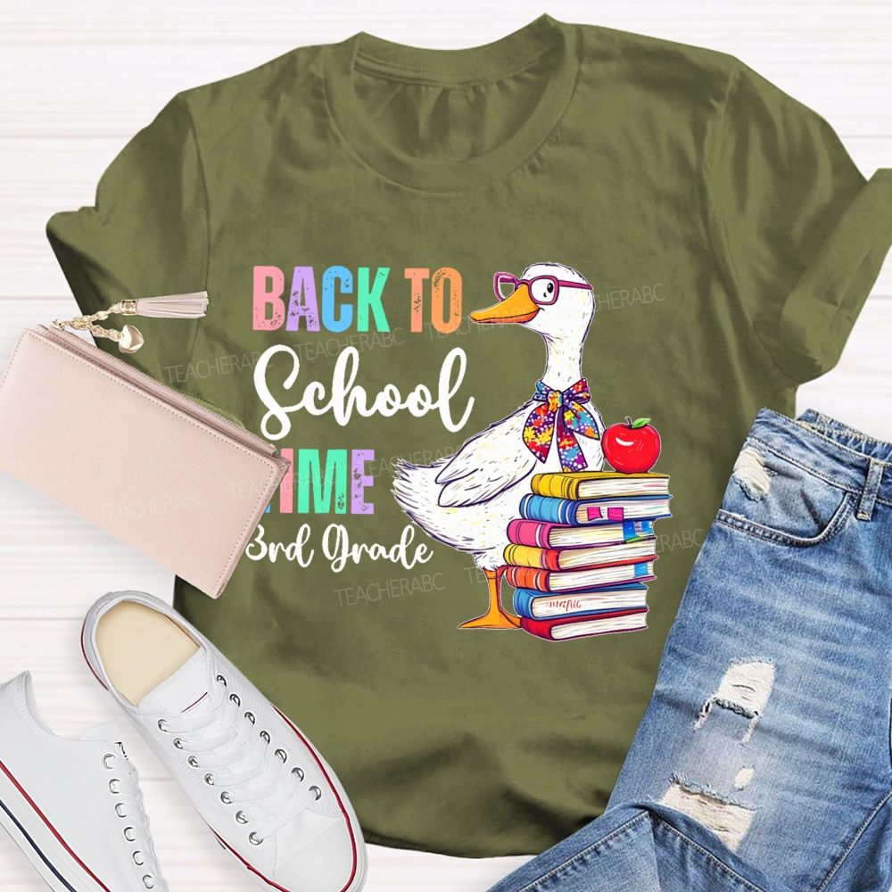 Personalized Grade   Back To School Time    Teacher T-shirt