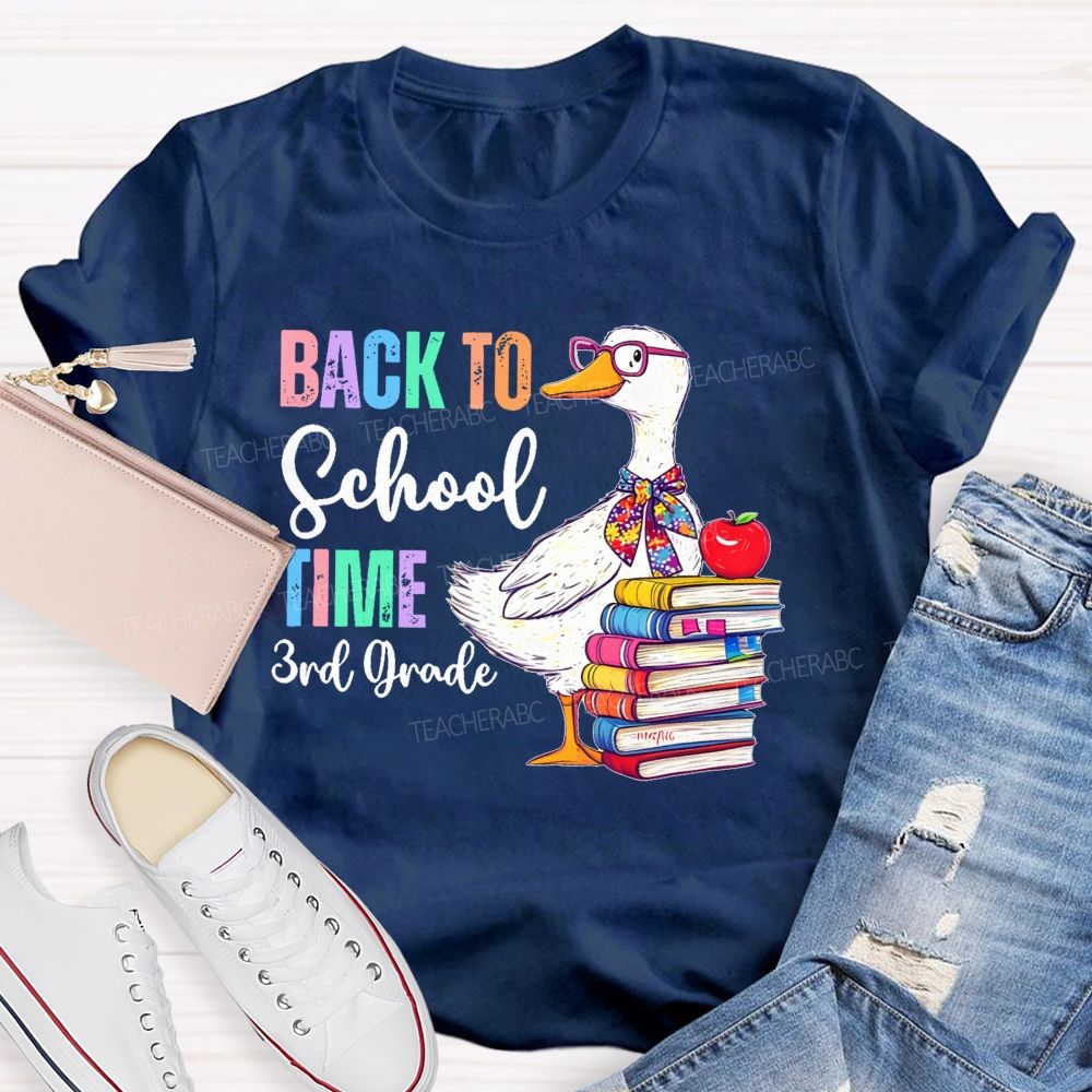 Personalized Grade   Back To School Time    Teacher T-shirt