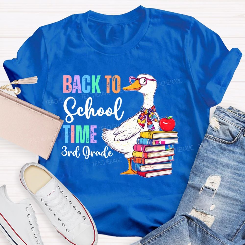 Personalized Grade   Back To School Time    Teacher T-shirt
