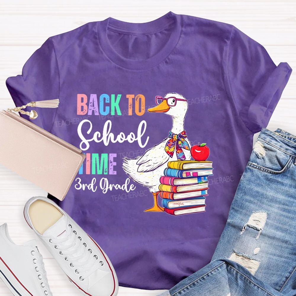 Personalized Grade   Back To School Time    Teacher T-shirt