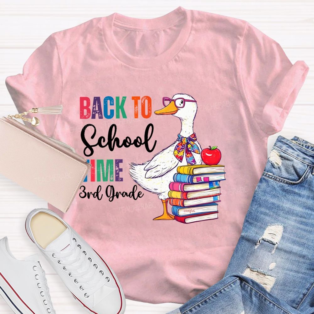 Personalized Grade   Back To School Time    Teacher T-shirt