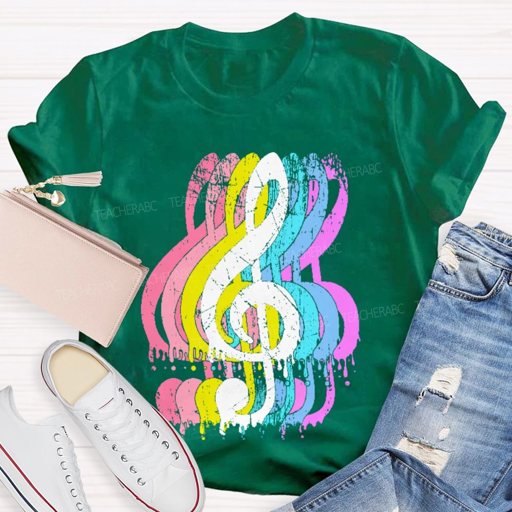 Colorful Musical Notes Graphics   Teacher T-shirt