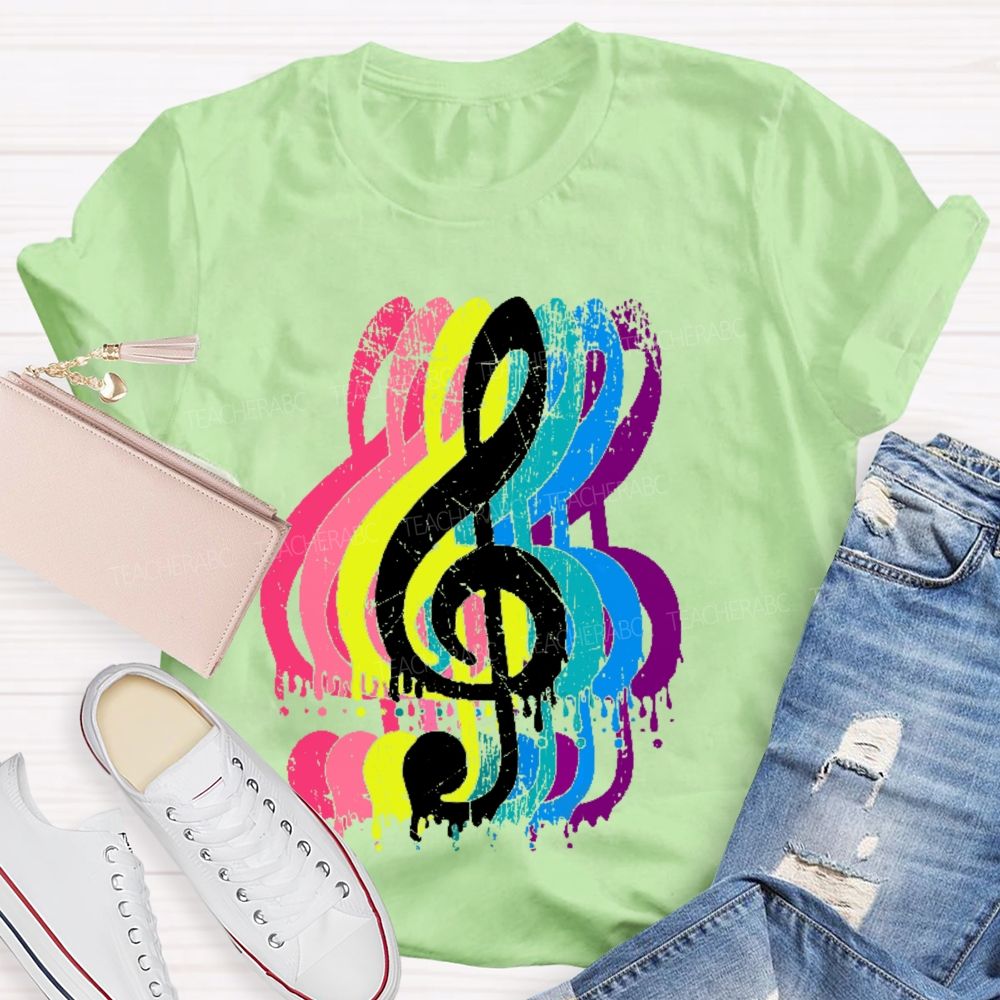 Colorful Musical Notes Graphics   Teacher T-shirt