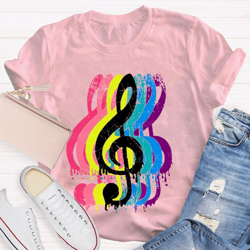 Colorful Musical Notes Graphics   Teacher T-shirt