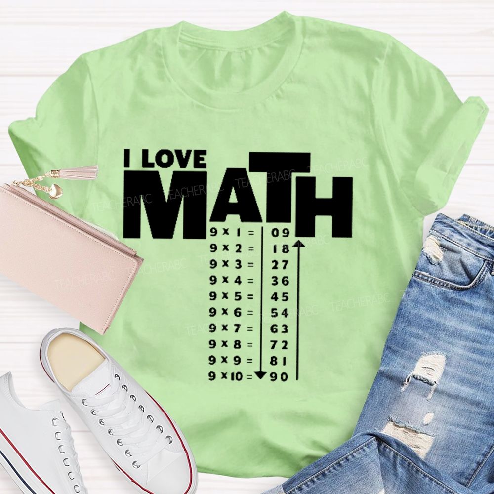I Love Math Letters Graphics  Teacher T-shirt