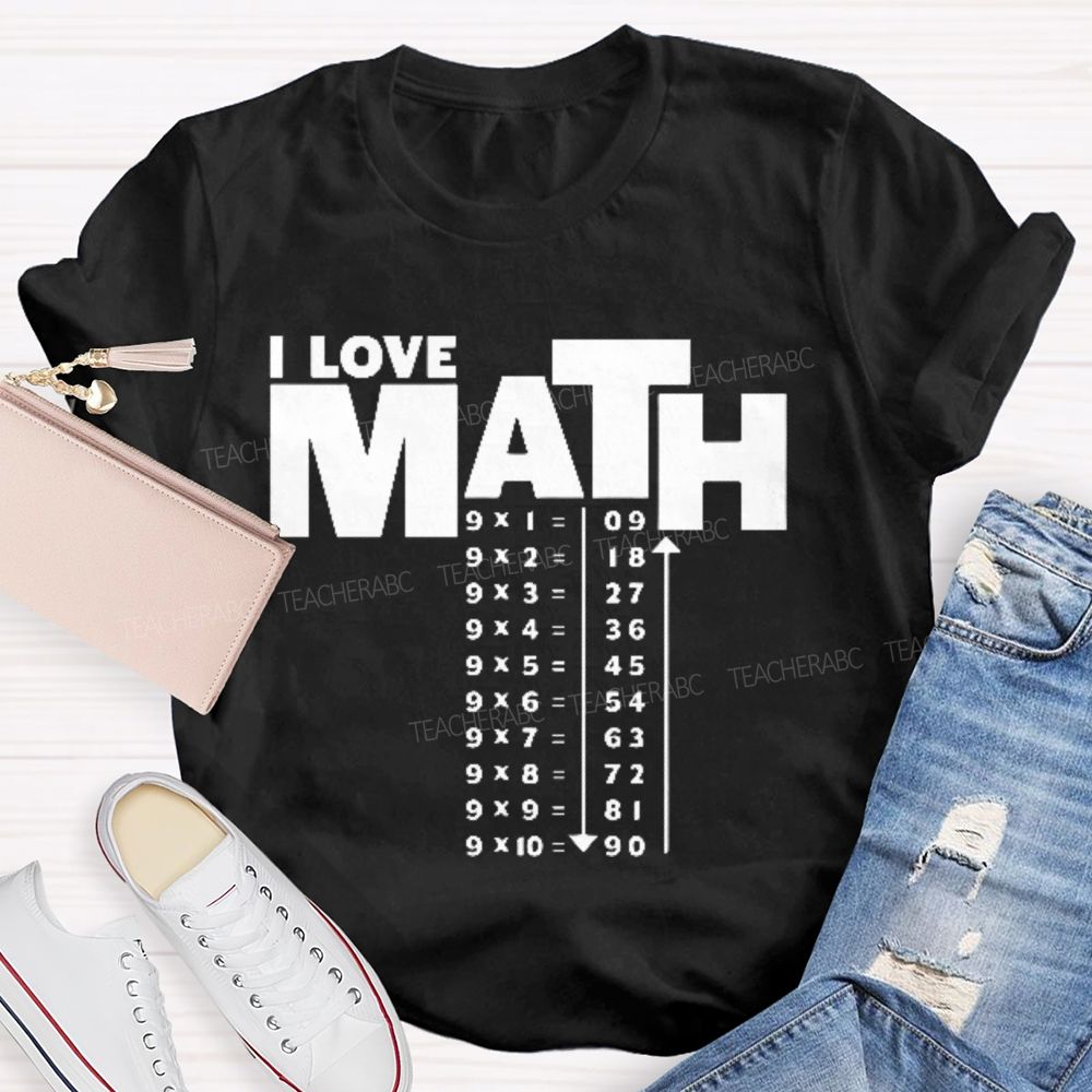 I Love Math Letters Graphics  Teacher T-shirt