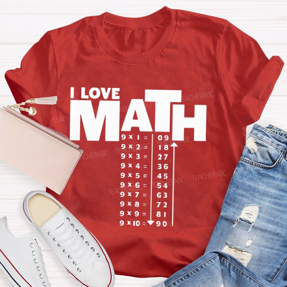 I Love Math Letters Graphics  Teacher T-shirt