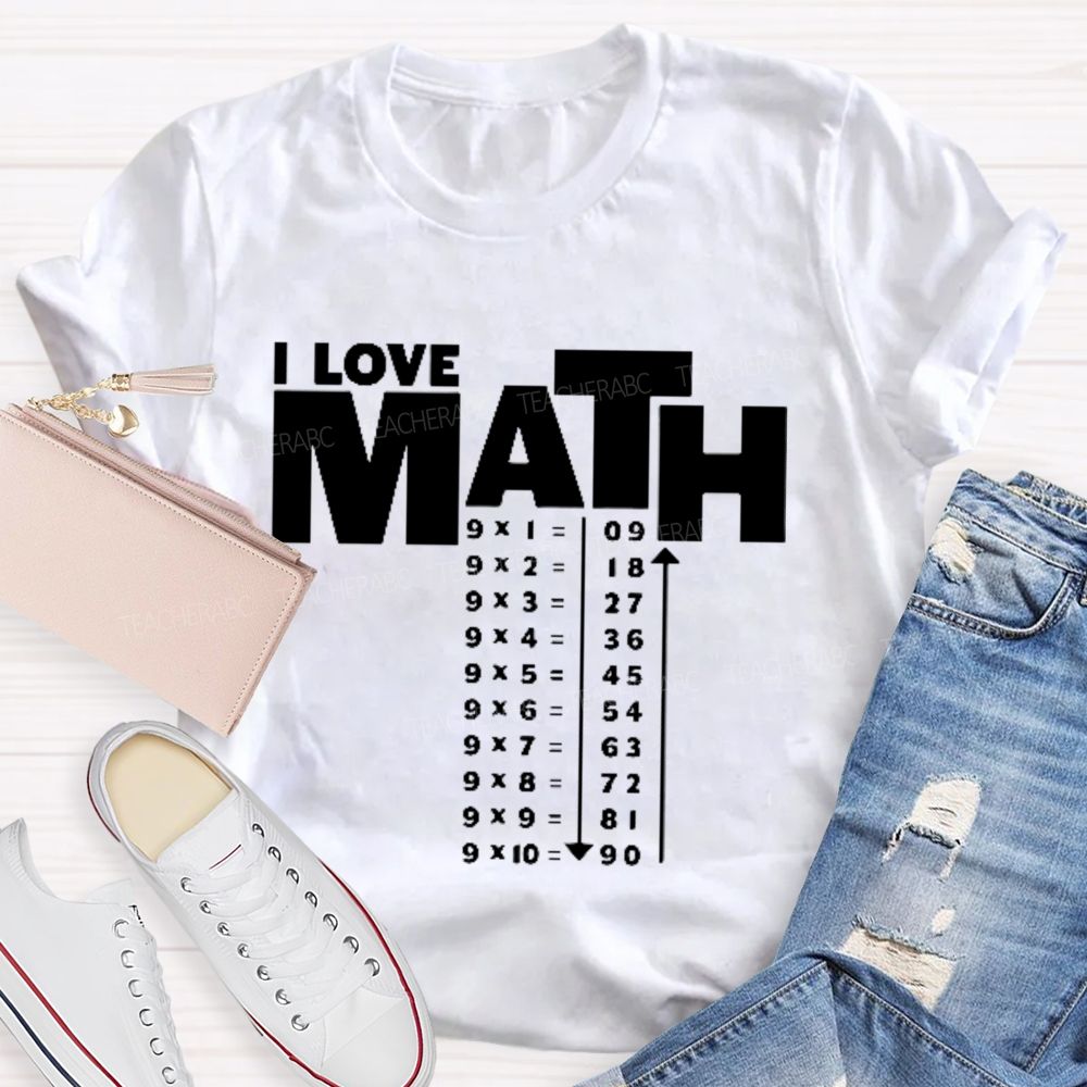 I Love Math Letters Graphics  Teacher T-shirt