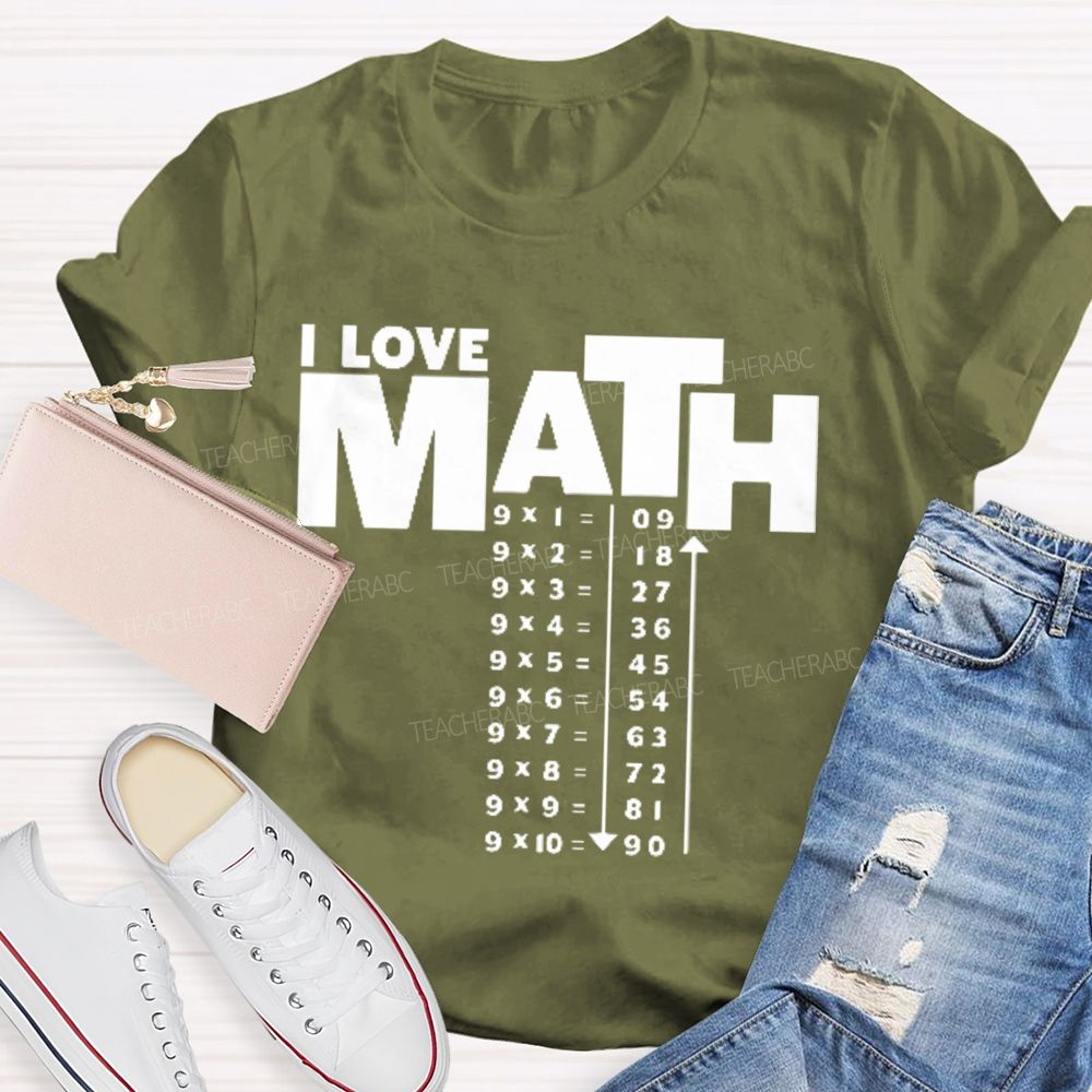 I Love Math Letters Graphics  Teacher T-shirt