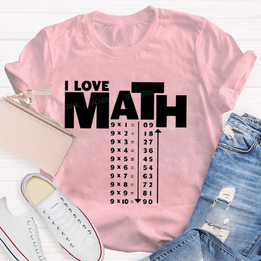 I Love Math Letters Graphics  Teacher T-shirt