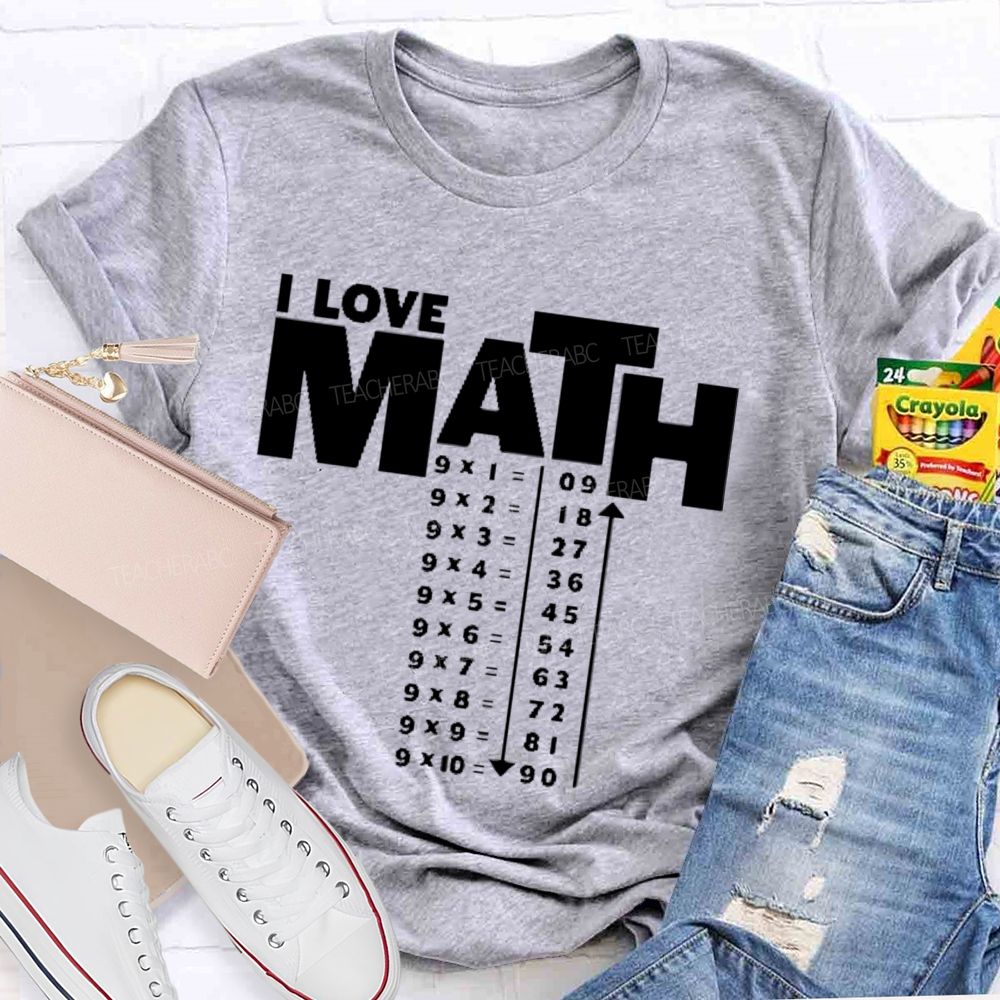 I Love Math Letters Graphics  Teacher T-shirt
