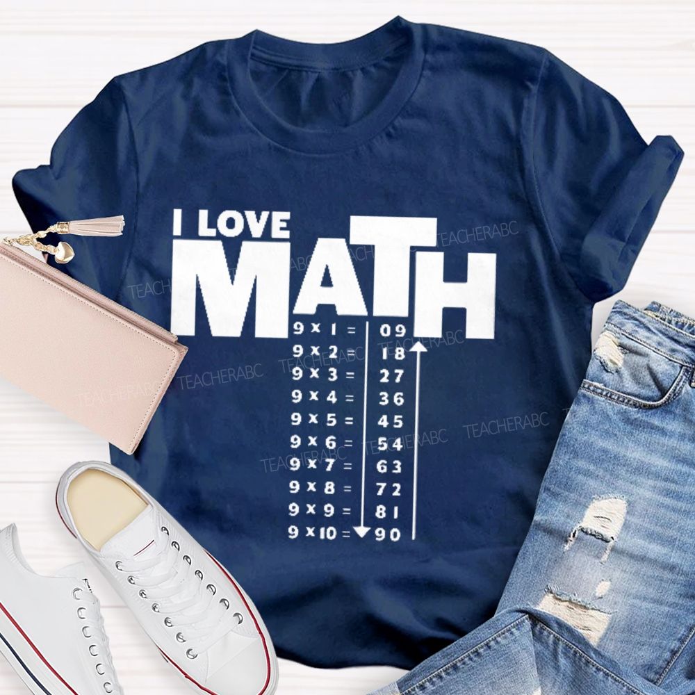 I Love Math Letters Graphics  Teacher T-shirt