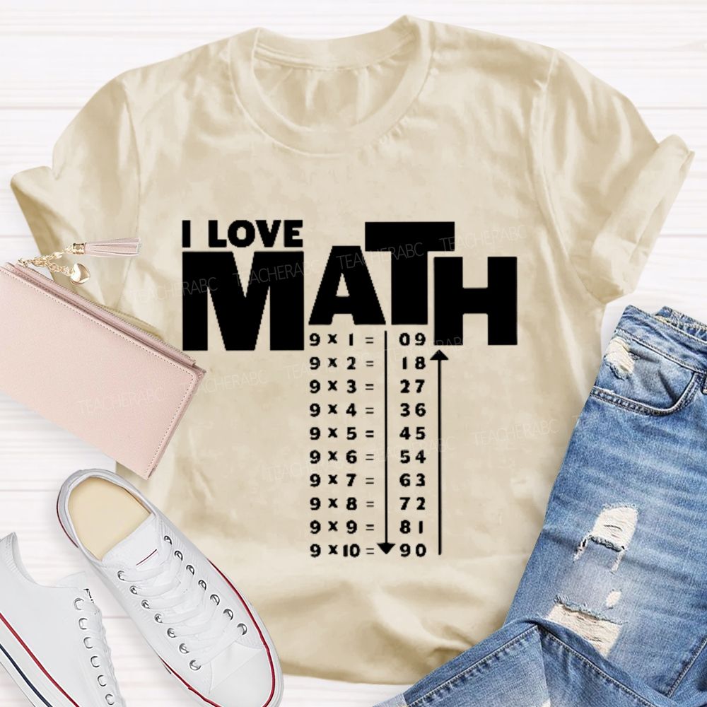 I Love Math Letters Graphics  Teacher T-shirt