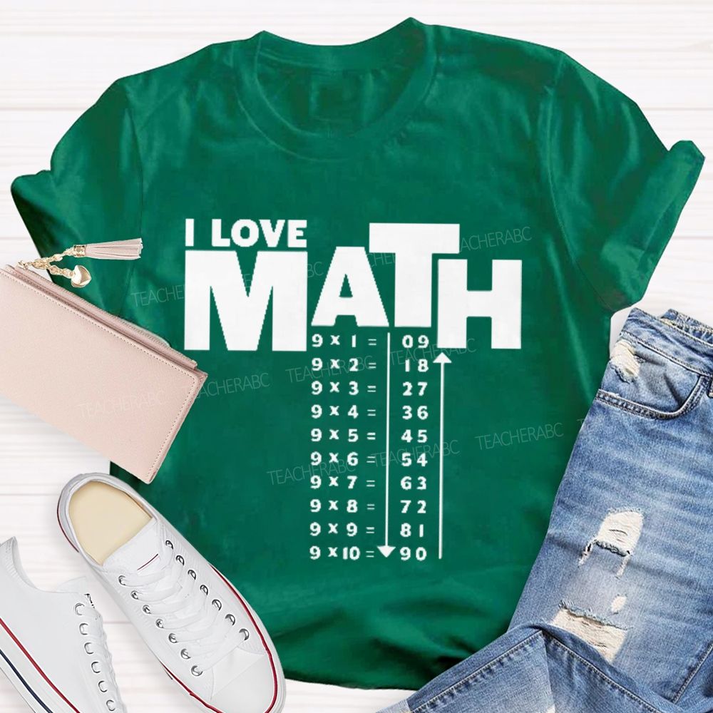 I Love Math Letters Graphics  Teacher T-shirt
