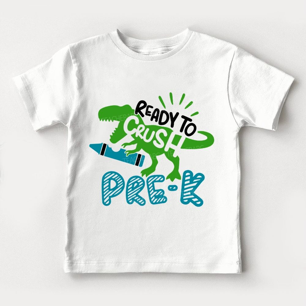 Personalized Grade Ready To Crush Pre-K Dino Learner Toddler T-shirts