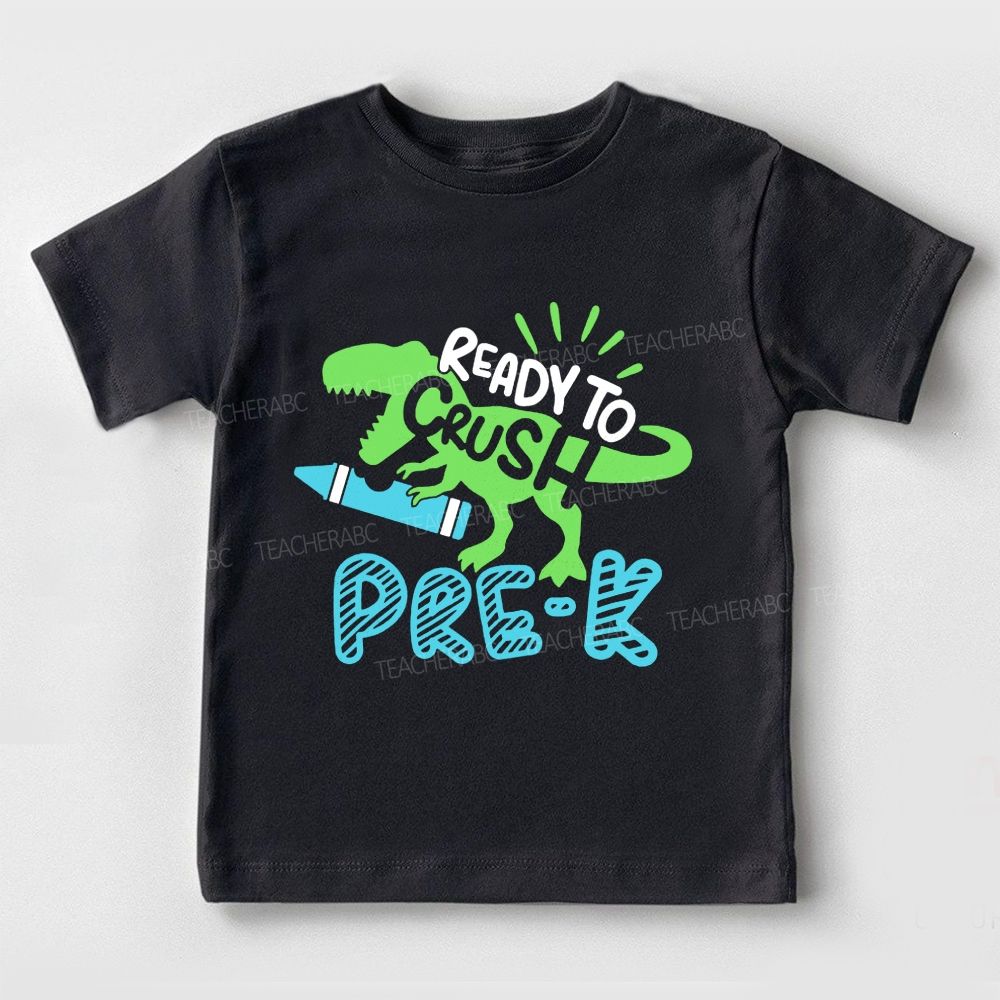 Personalized Grade Ready To Crush Pre-K Dino Learner Toddler T-shirts