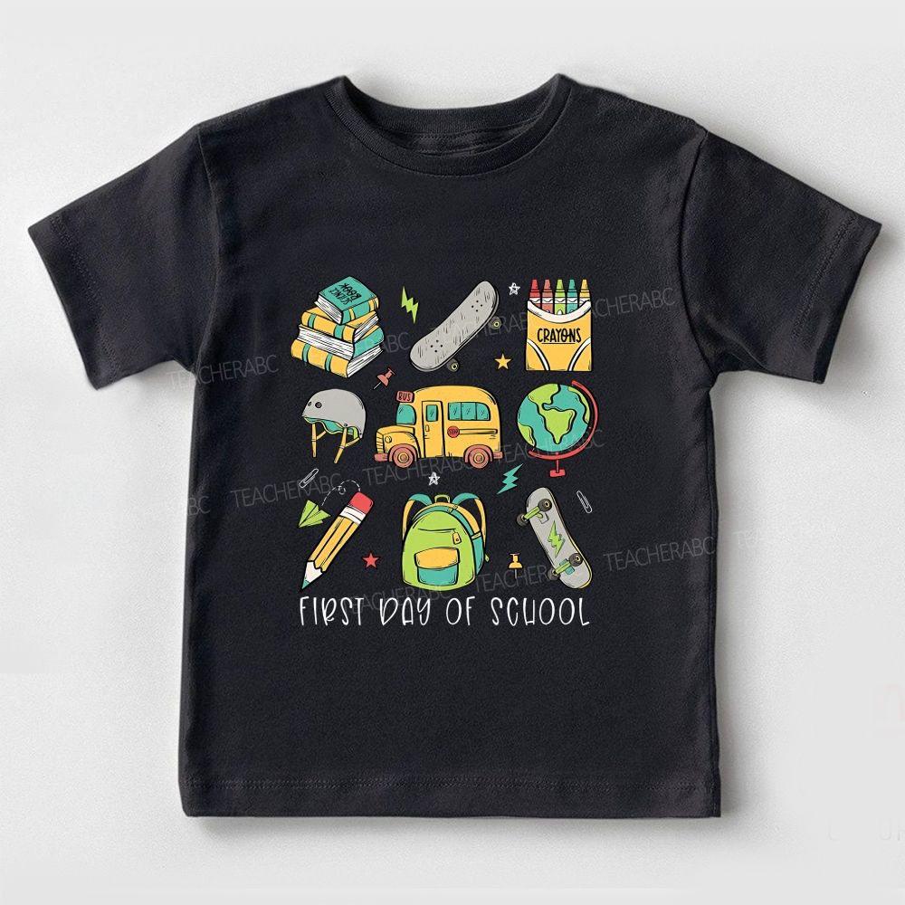 First Day Of School Skate And School Supplies Toddler T-shirts