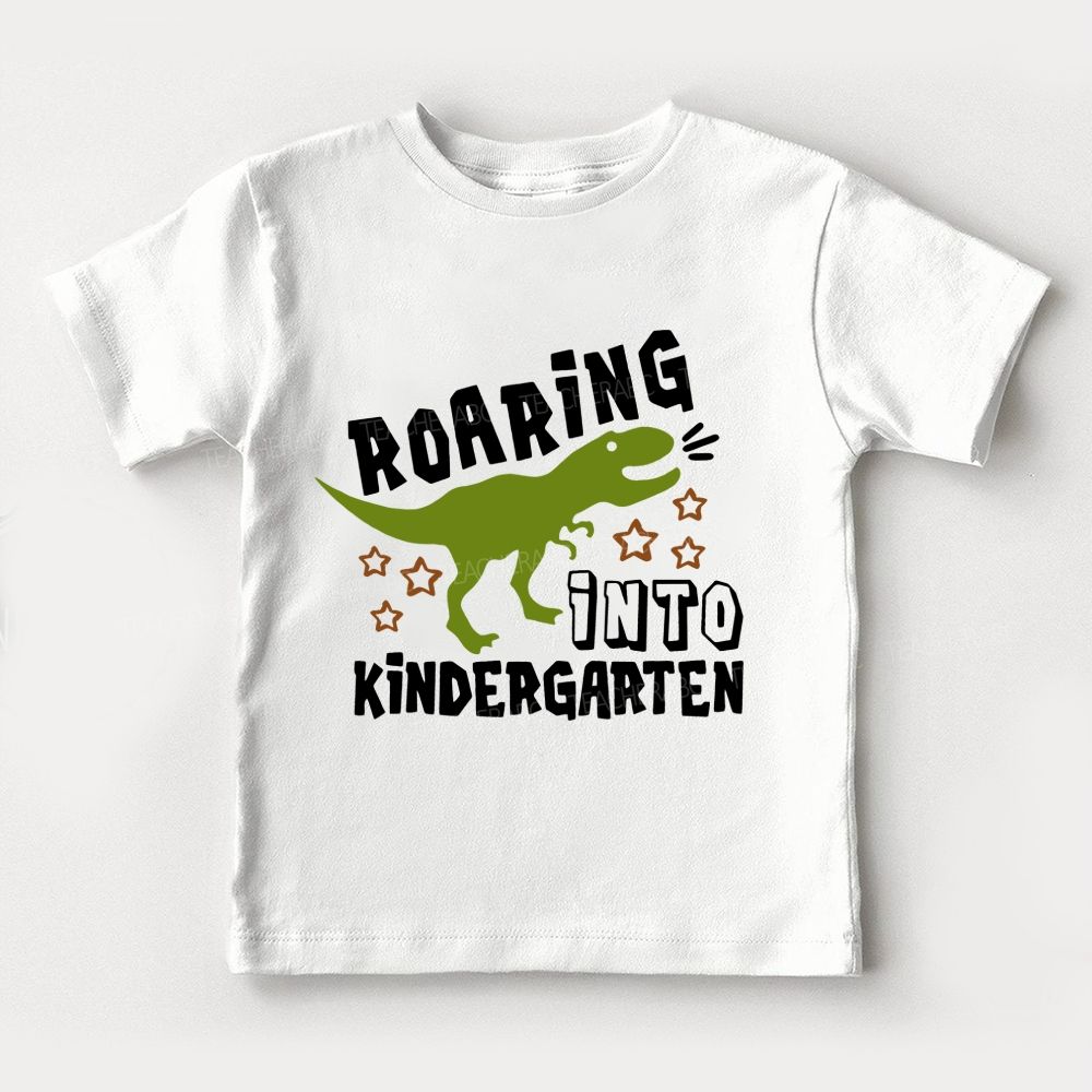 Personalized Grade Roaring Into Kindergarten And Little Dino Toddler T-shirts