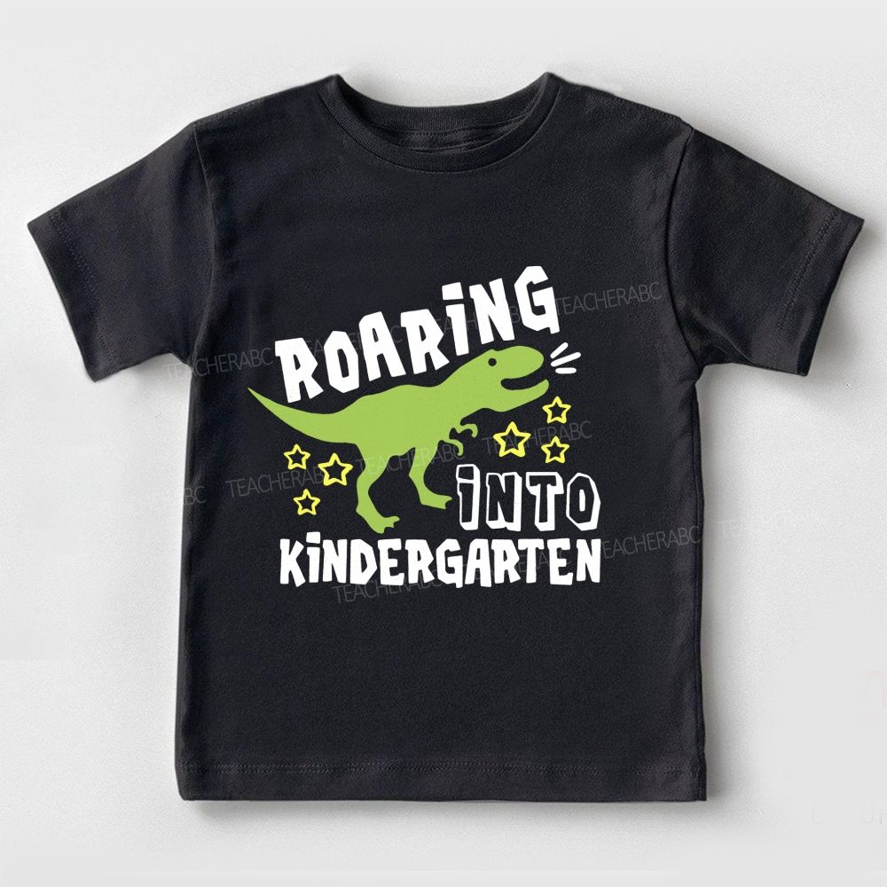 Personalized Grade Roaring Into Kindergarten And Little Dino Toddler T-shirts