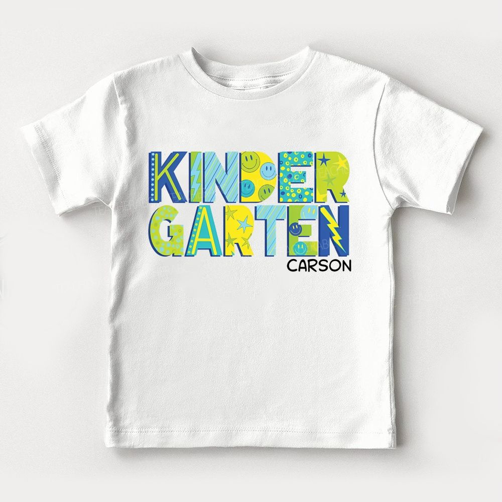 Personalized Name And Grade Kindergarten Happymod Toddler T-shirts