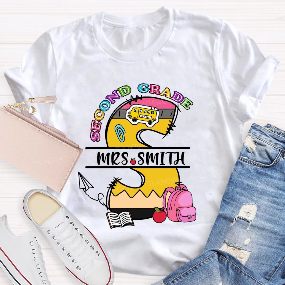 Personalized Grade And Name S Is For Smith Teacher T-shirt
