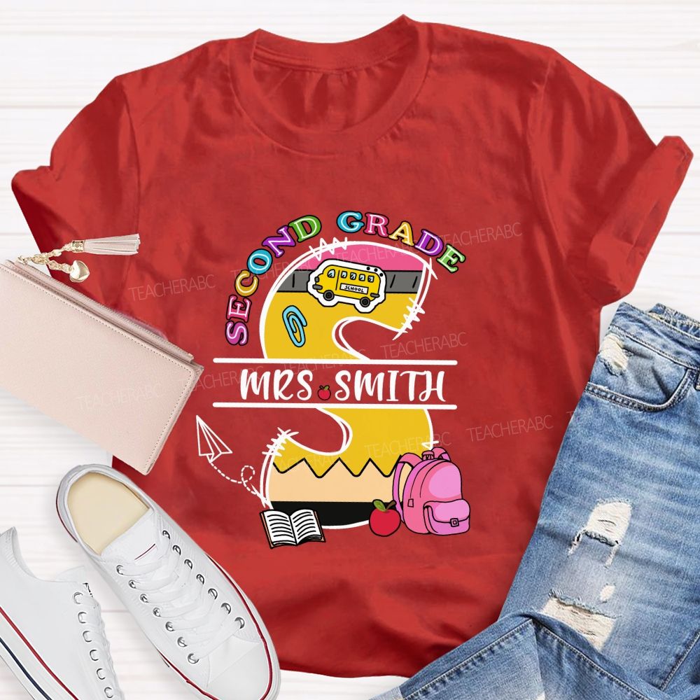 Personalized Grade And Name S Is For Smith Teacher T-shirt