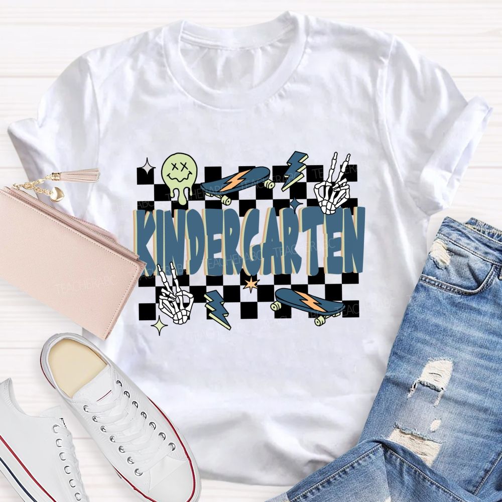 Personalized Grade Checkerboard Back To School Teacher T-shirt
