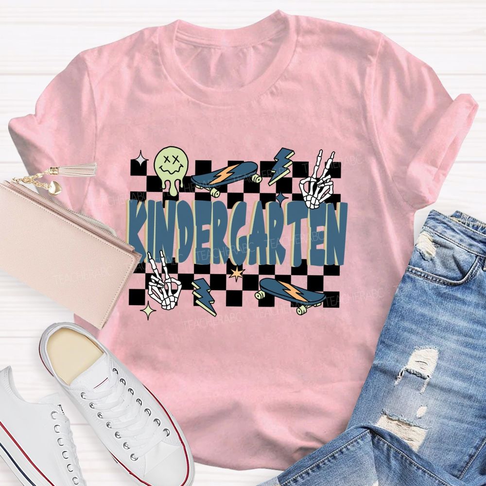Personalized Grade Checkerboard Back To School Teacher T-shirt