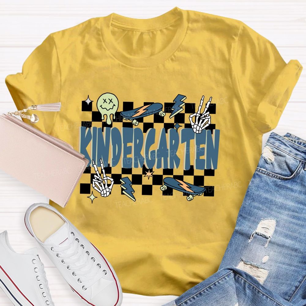 Personalized Grade Checkerboard Back To School Teacher T-shirt