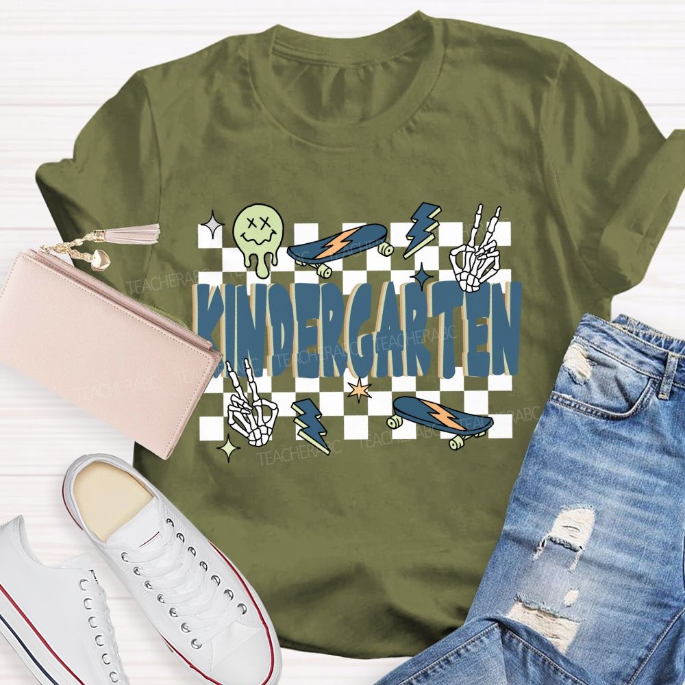 Personalized Grade Checkerboard Back To School Teacher T-shirt