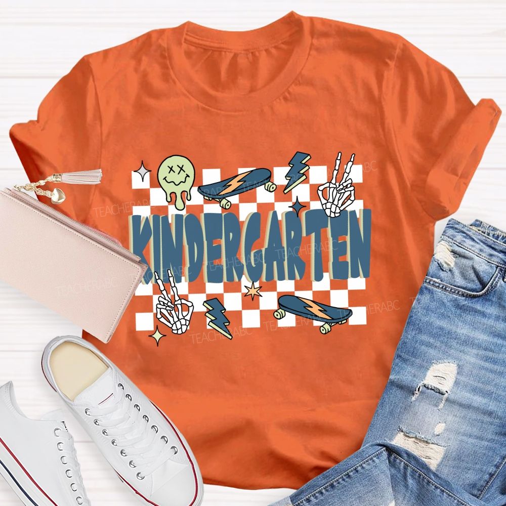 Personalized Grade Checkerboard Back To School Teacher T-shirt