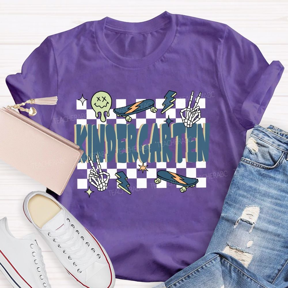 Personalized Grade Checkerboard Back To School Teacher T-shirt