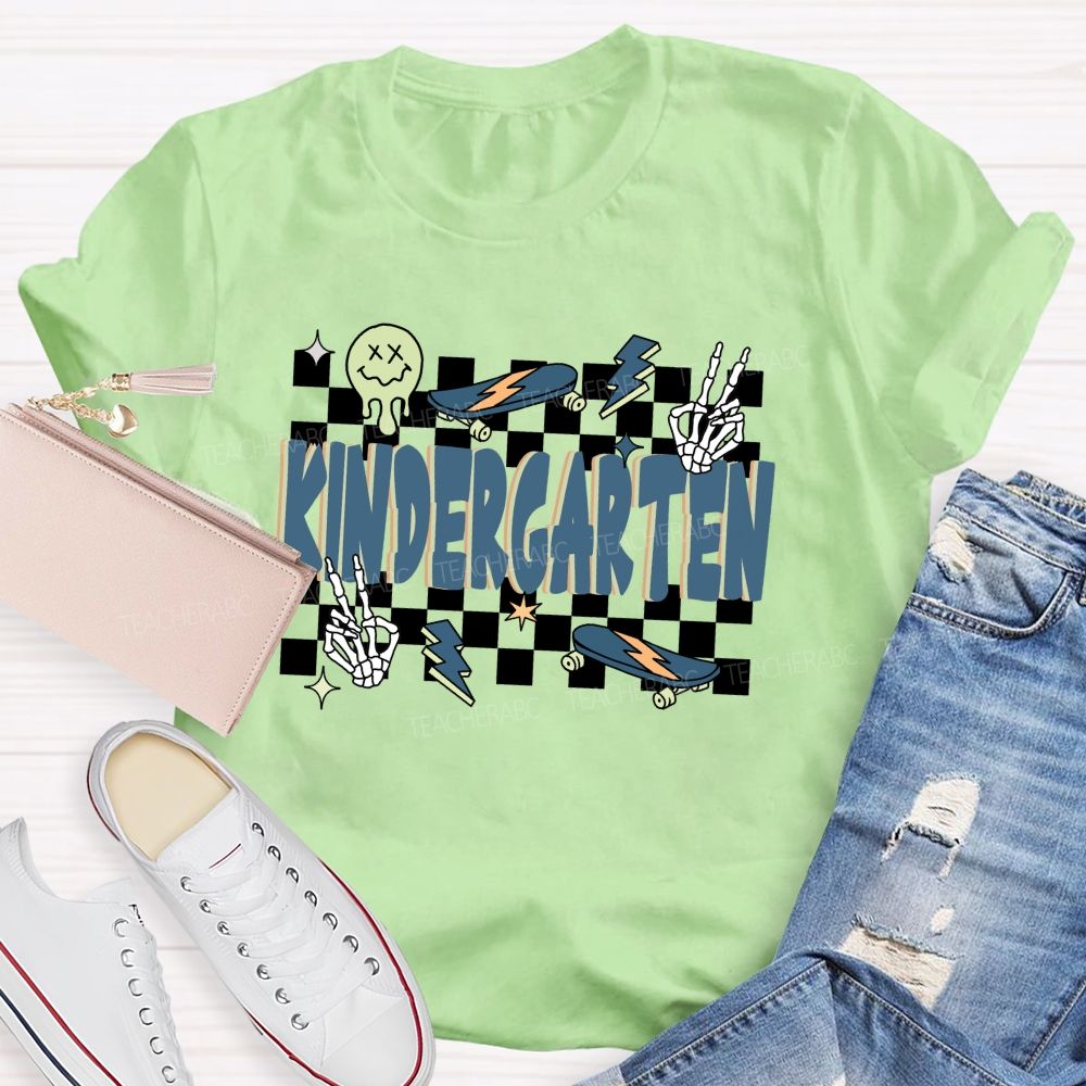 Personalized Grade Checkerboard Back To School Teacher T-shirt